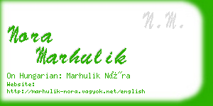 nora marhulik business card